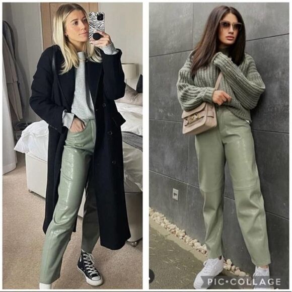 Mango Faux Leather Pants Blogger Favorite High Waist - Picture 8 of 9